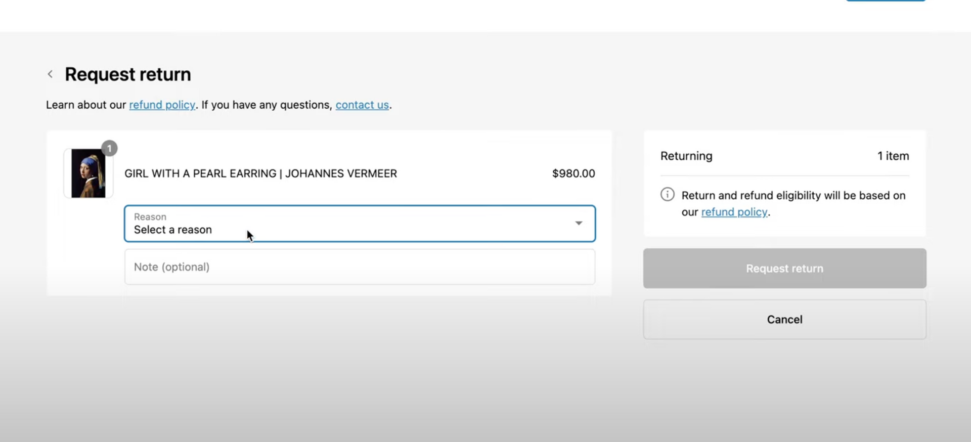 Shopify Store Self Service Return Requests Management