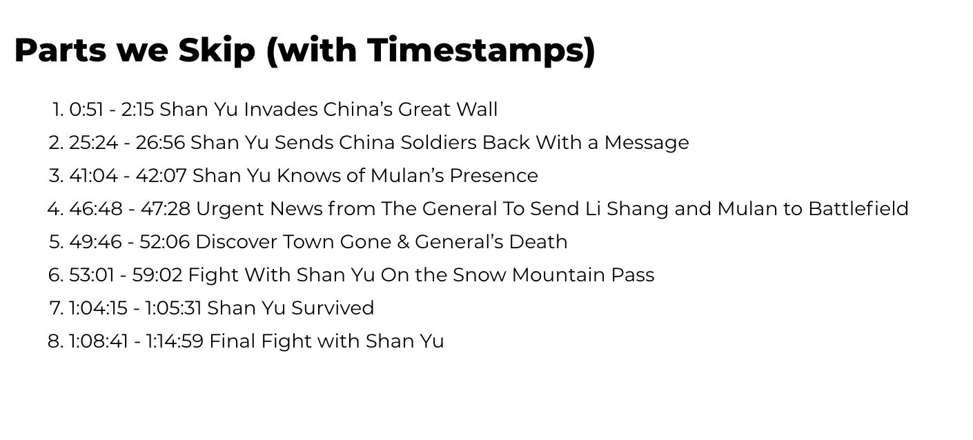 Skipping The Scary Parts of Mulan