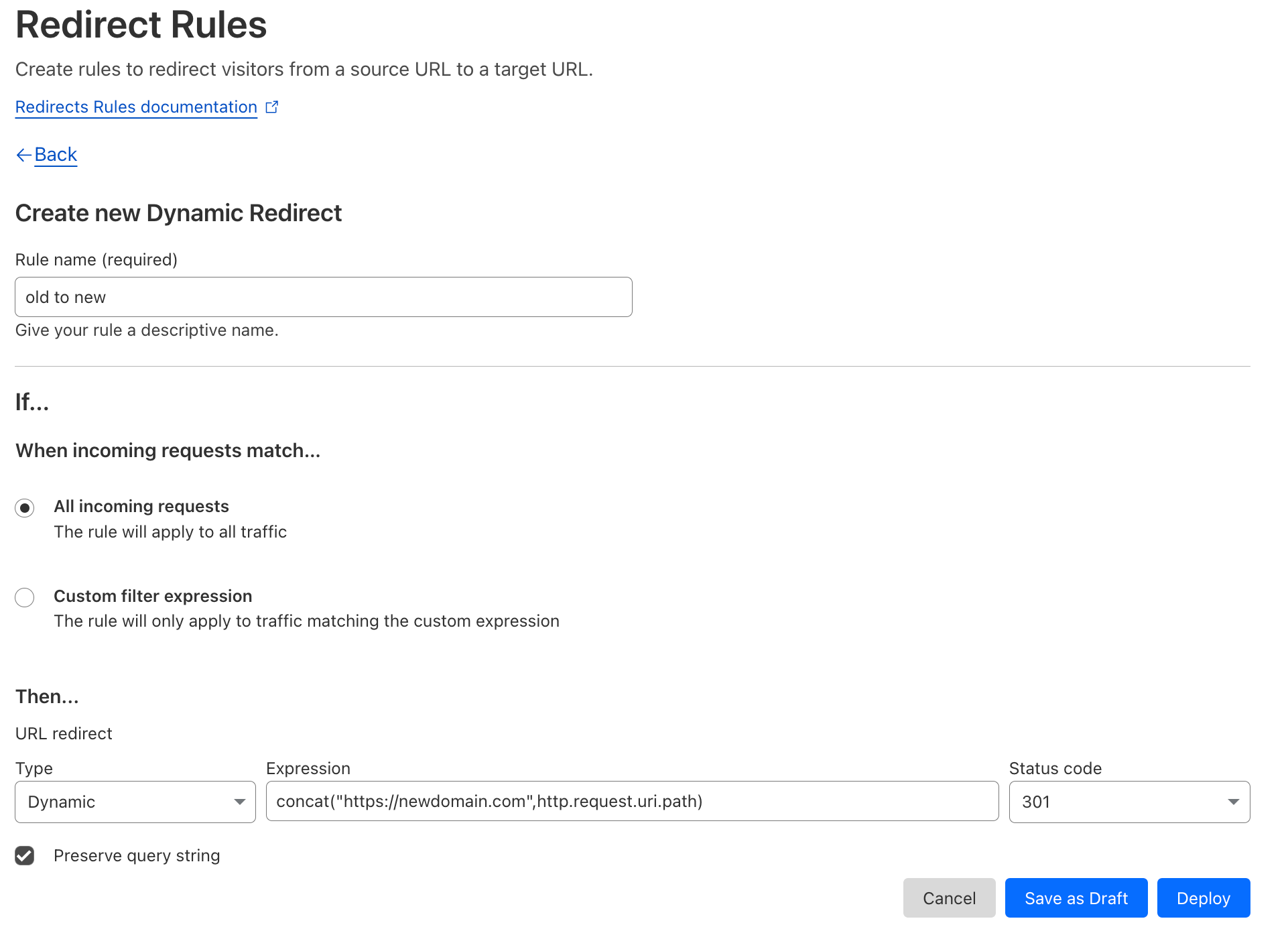 301 Redirect of Old Domain to New in Cloudflare