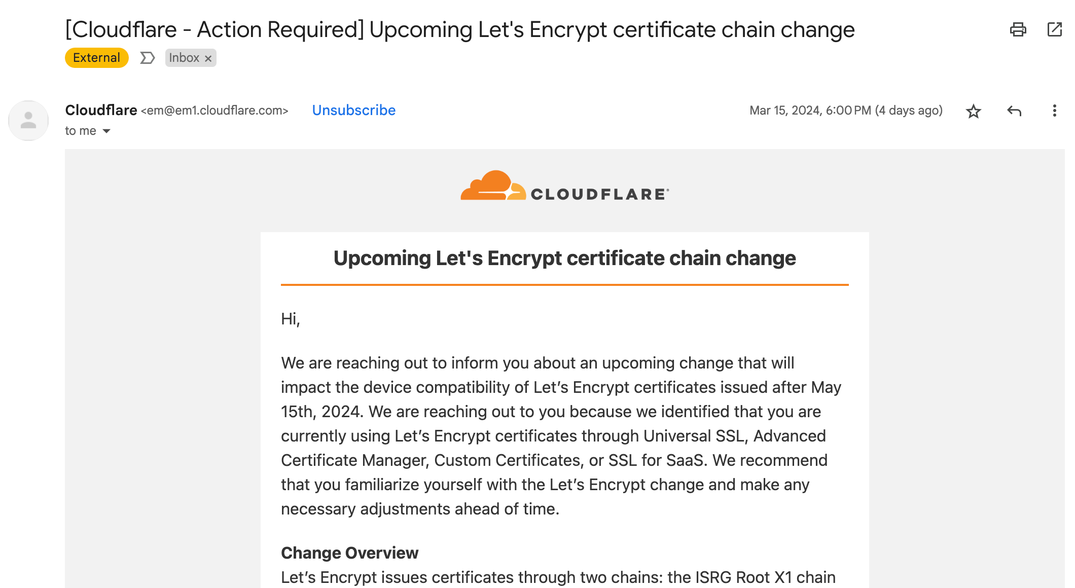 Solving Cloudflare's Action Required Upcoming Let's Encrypt Certificate Chain Change Email