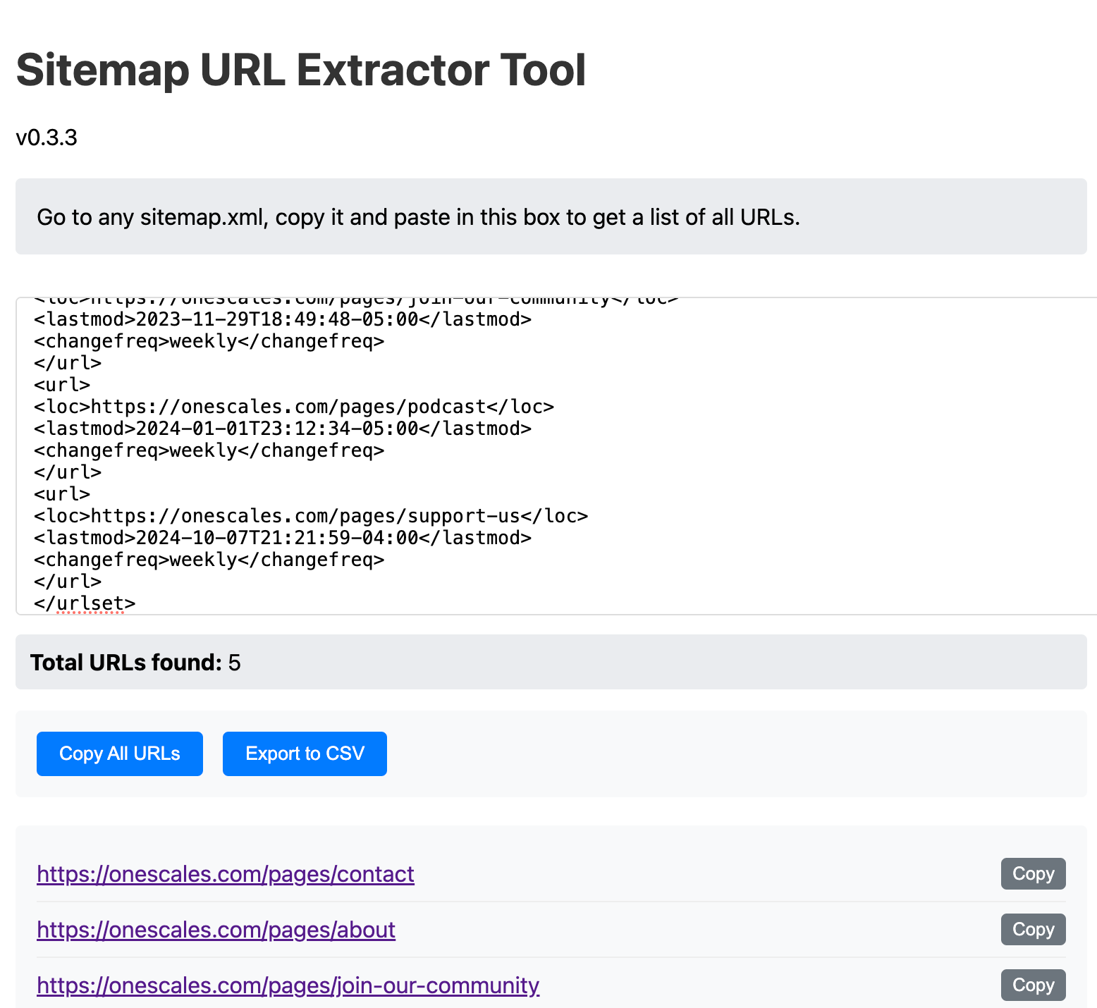 Sitemap URL Extractor Tool