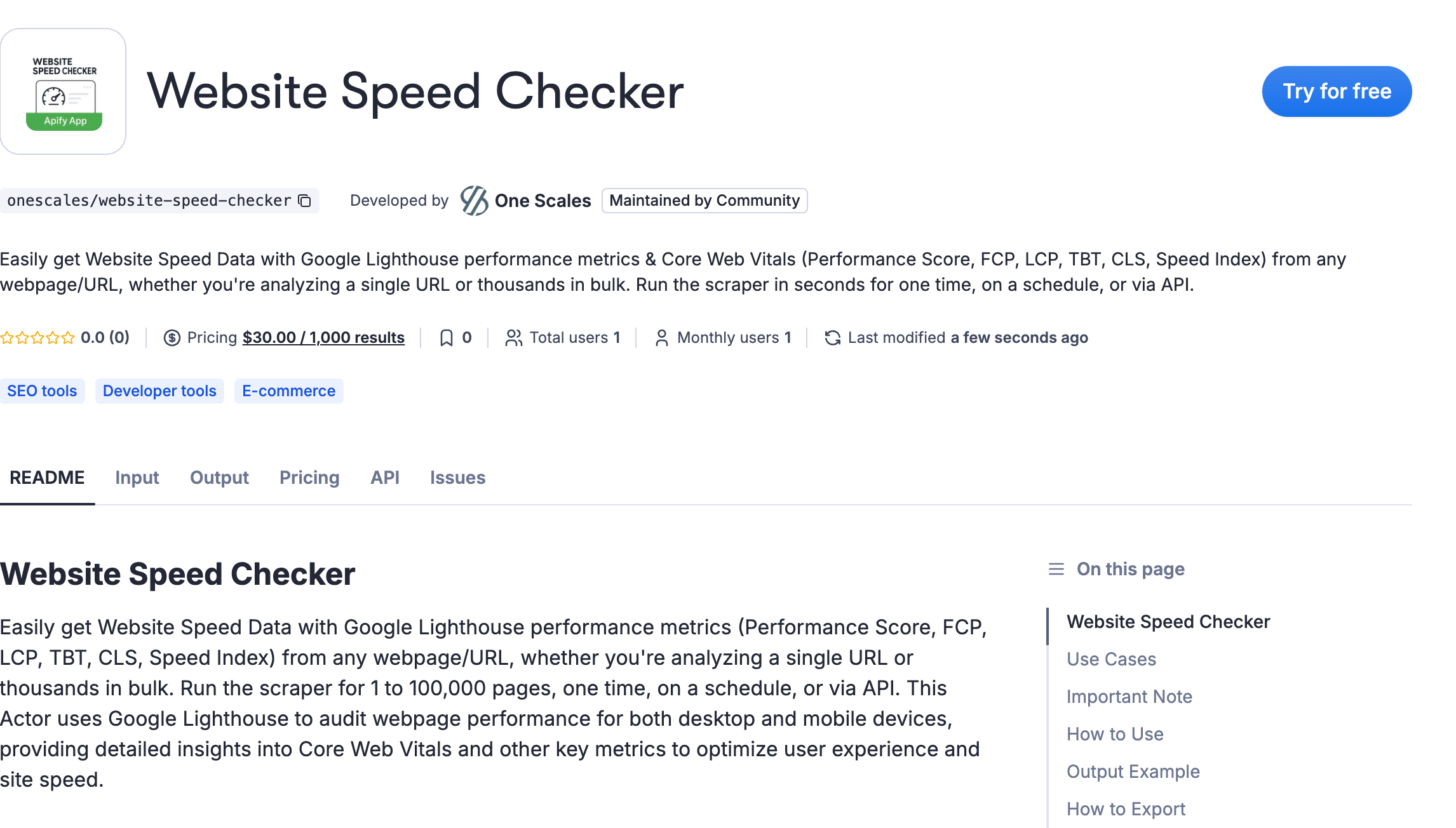 Check Website Speed in Bulk - Our New Apify Tool