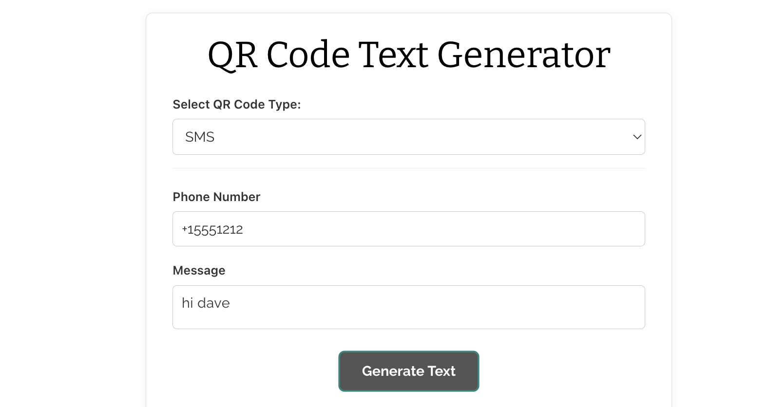 Text Content Generator for QR Codes