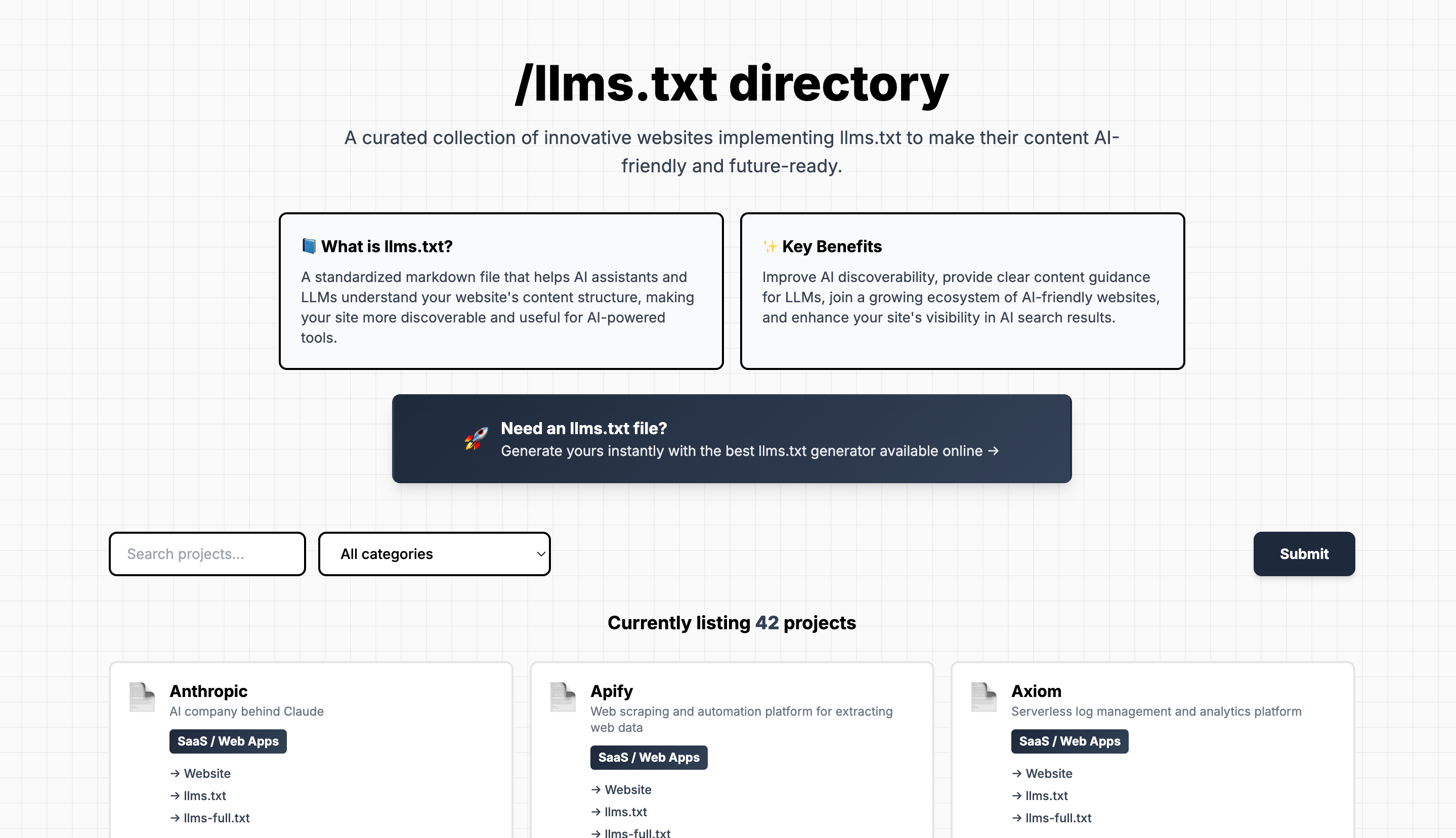 Introducing LLMS.txt Directory: A Showcase of AI-Optimized Websites