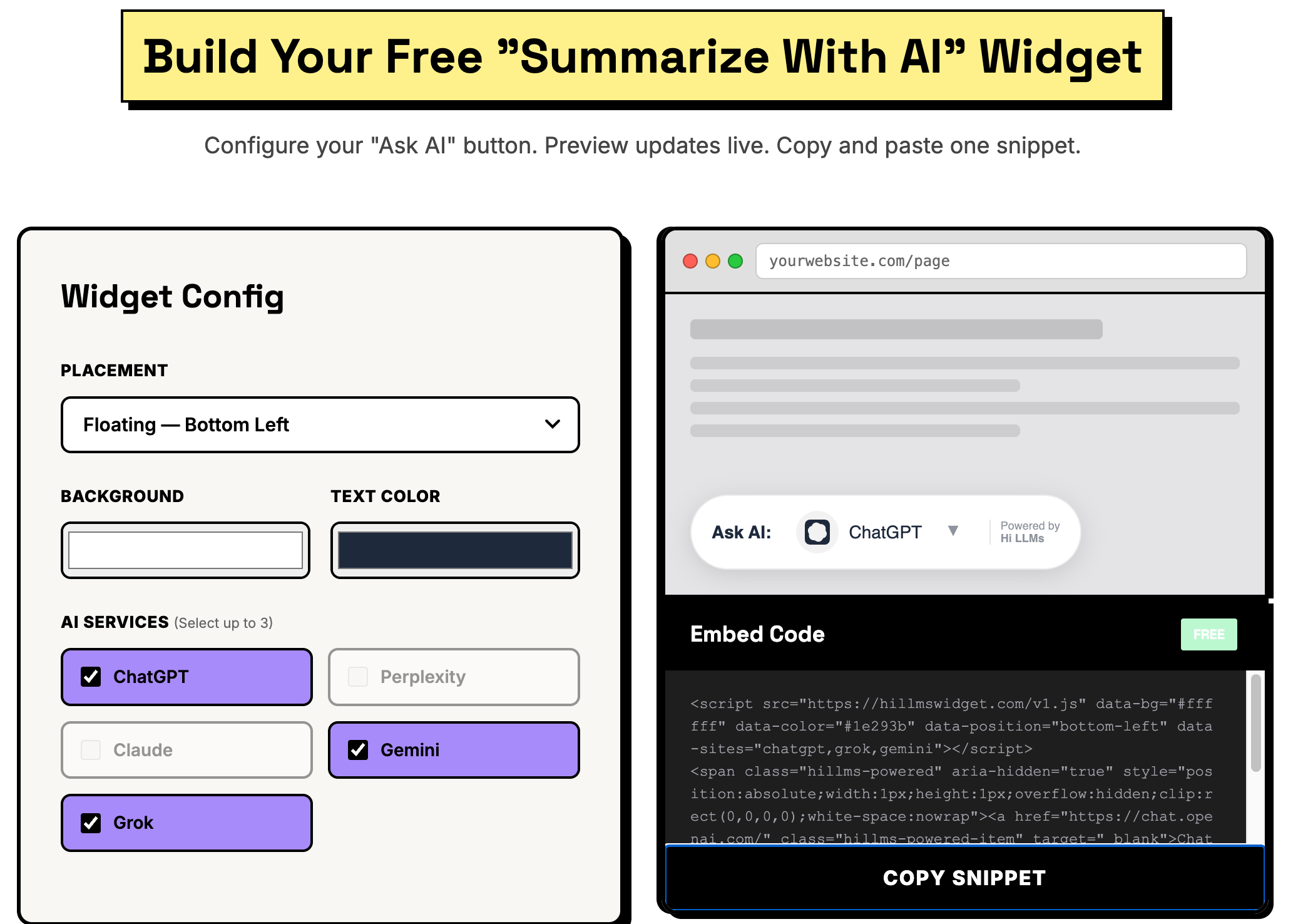 Summarize with AI — A Free Widget for Your Website